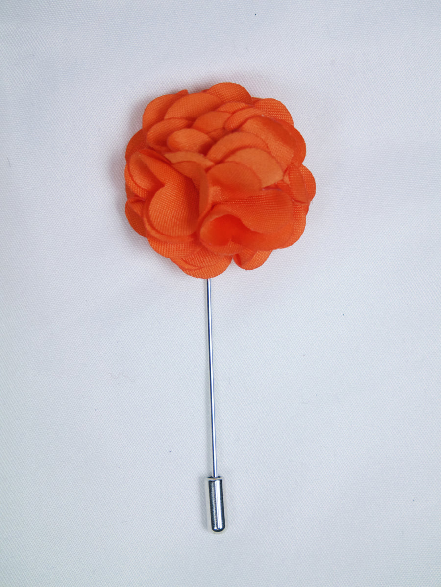 Fabric Floral Lapel Pin in Orange