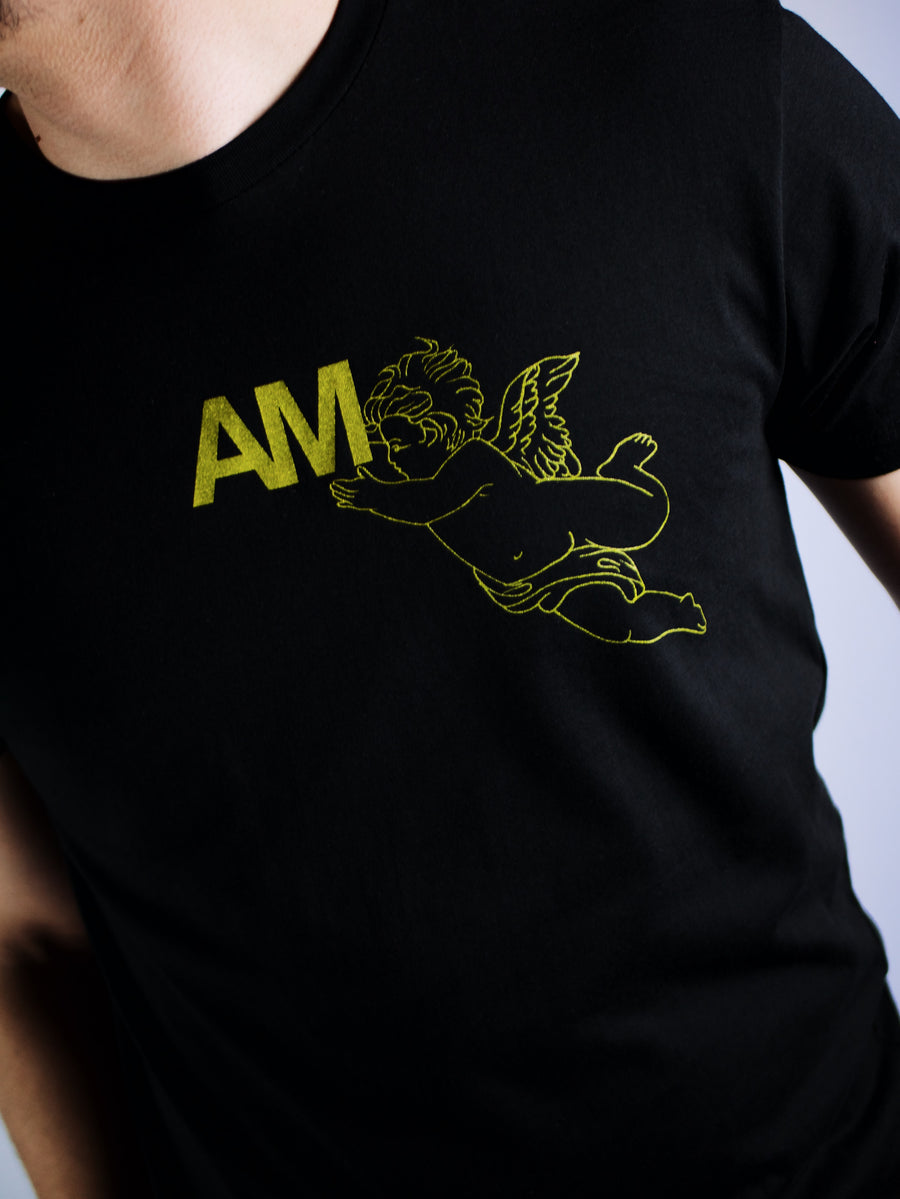 AM Gold Angel Logo T-Shirt in Black