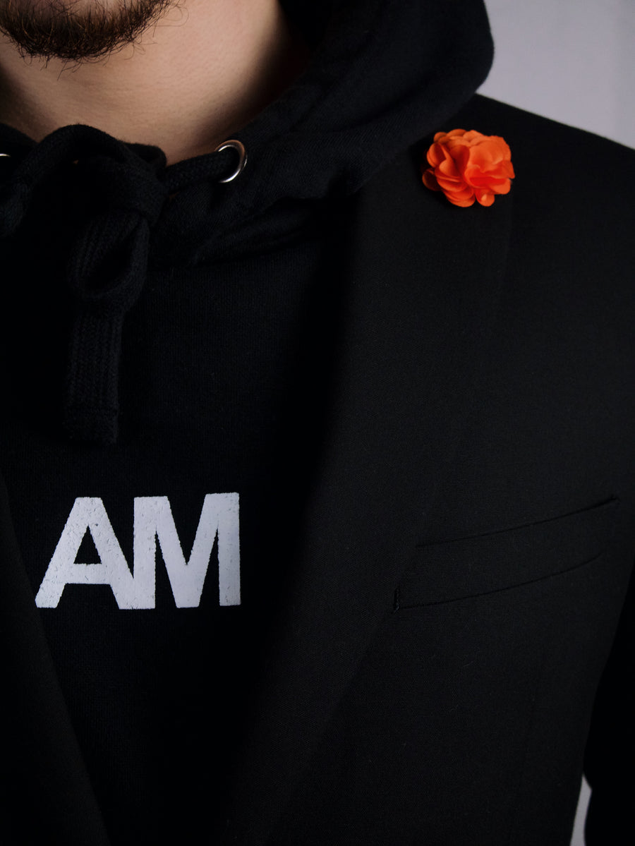 Fabric Floral Lapel Pin in Orange