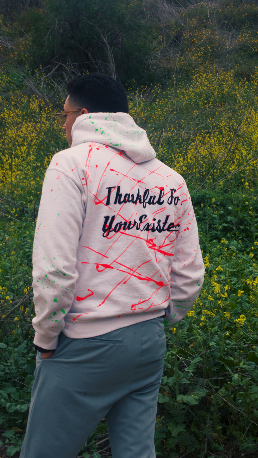 Thankful For Your Existence Hand Painted Hoodie